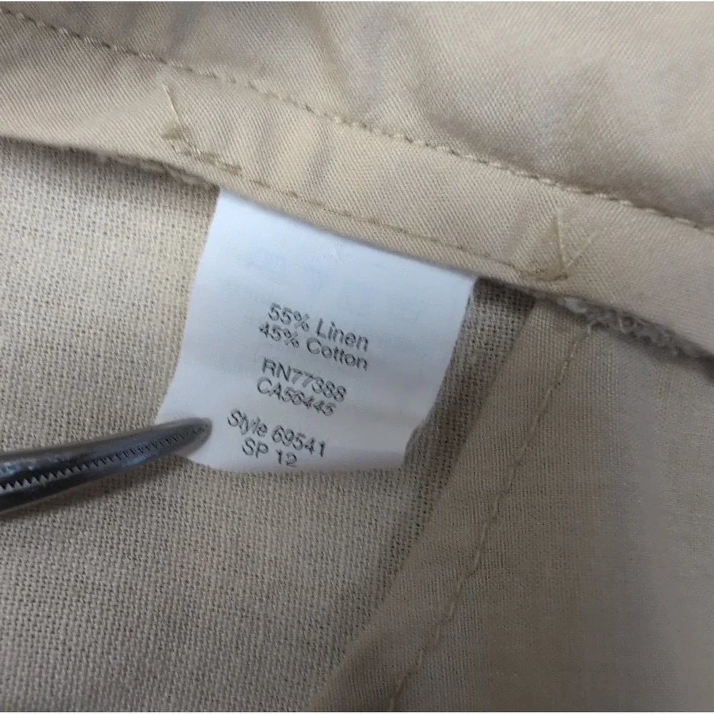 J‎ Crew Linen Blend Chino Pants Men's 33x30 Khaki Flat Front Straight Leg